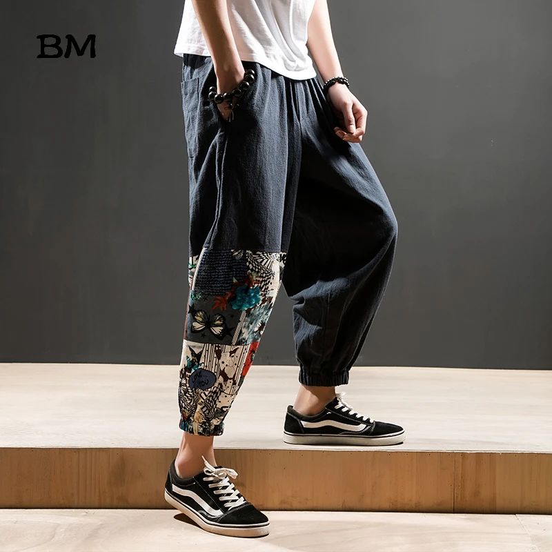2020 Sommeren Antikken Trykt Casual Bukser Mænd Kinesisk Stil Plus Størrelsen Joggere 5XL Streetwear Mode Harem Bukser Mandlige Bukser