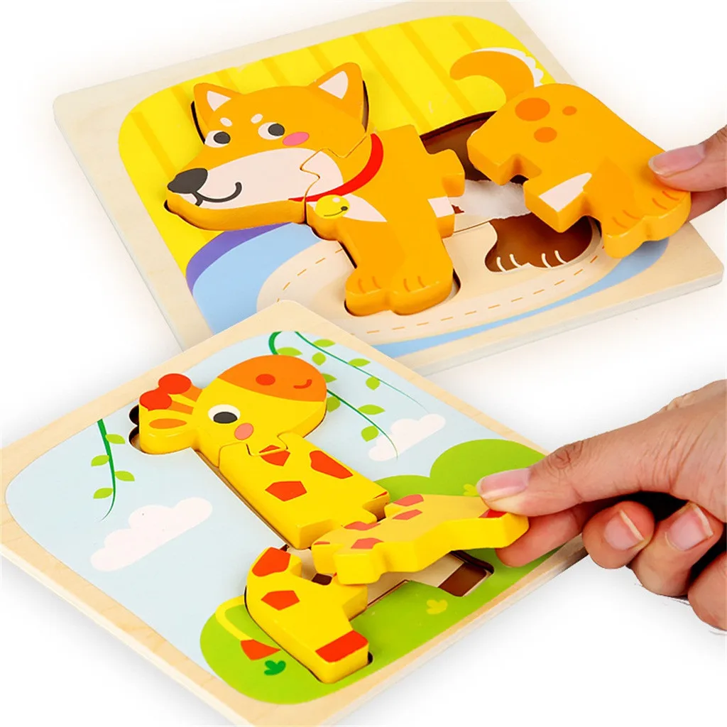 Træ-puslespil dyr duck til børn puslespil forstå yrelsen puslespil Pige pædagogisk legetøj til børn æstetiske evne #C