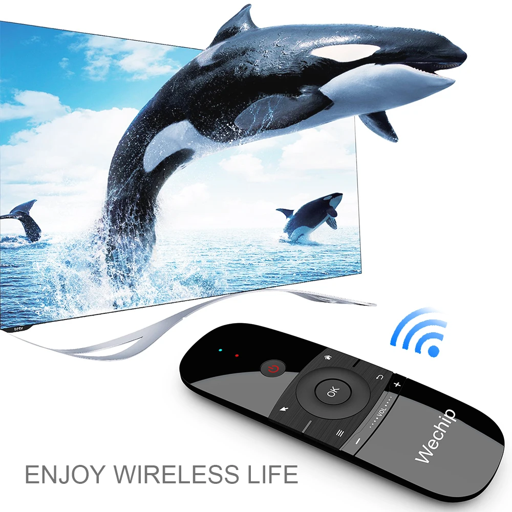 Wechip W1 Mini Air Mouse Gyro Sensor 2,4 G Remote Contro engelsk eller russisk Wireless Keyboard for Smart Android TV Box mini PC