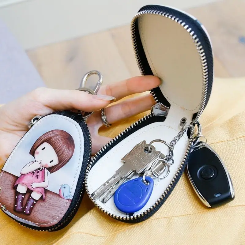 Søde piger nede bag damer koreanske version af multi-kort tegnefilm-kort, taske hipster lynlås bil nøgle pose enkelt pose mønt pung mode