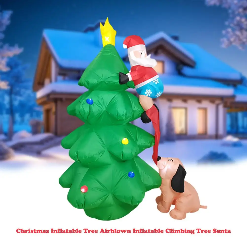 185 cm julepynt Hjem Udendørs Værftet Oppustelig Christmas Tree hundebid Santa Claus Gigantiske juletræ Med LED Lys