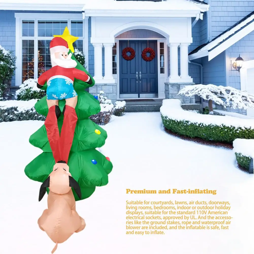 185 cm julepynt Hjem Udendørs Værftet Oppustelig Christmas Tree hundebid Santa Claus Gigantiske juletræ Med LED Lys