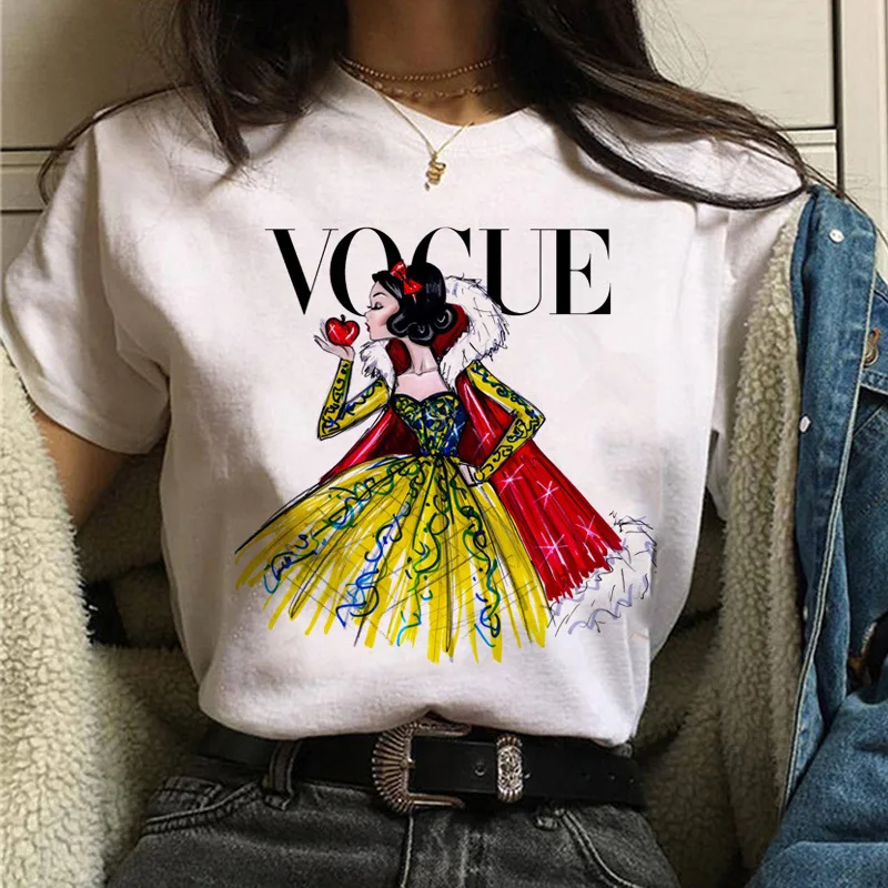 Vogue Prinsesse Print T-Shirt Til Kvinder Casual T-Shirt Toppe Æstetiske Pige Streetwear Sommeren Modal T-Shirts