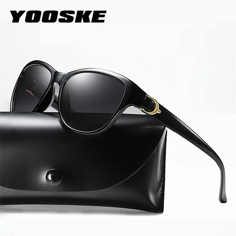 YOOSKE Kvinders Polariserede Solbriller Kørsel Overdimensionerede solbriller Nuancer Damer Vintage Luksus Eyewear Retro Goggle Med Klud