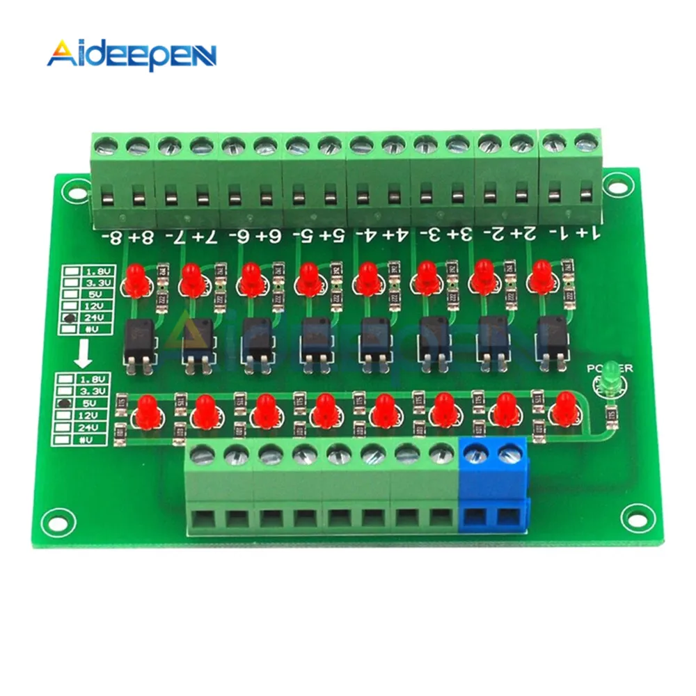 24V Til 5V 8 Kanal 8 Bit Fotoelektriske Isolation Modul Niveau Spænding Konverter NPN Udgang PLC Signal Converter-Adapter Modul