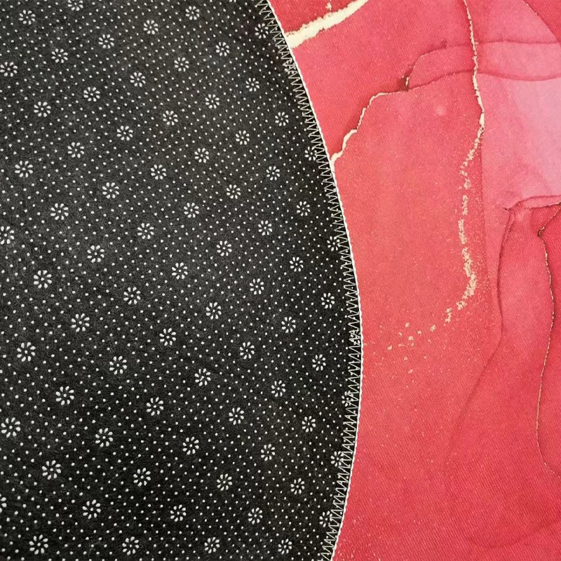 Bubble Kys Røde Runde Tæppe Mode Gold Line Marmor Struktur Tæppe Med Hjem Piger Room Decor Gulv Måtten Abstrakt Kunst, Non-Slip Trædepude