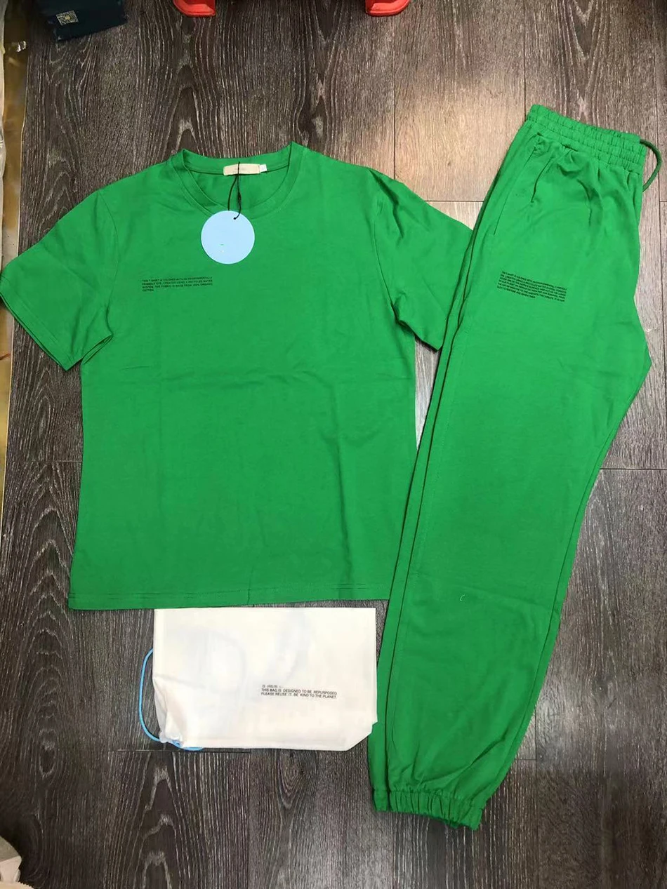 Ailigou 2021 Nye Mode Afslappet Ensfarvet T-Shirt Sports Bukser Til Mænd Og Kvinder Samme Style Bomuld To-Delt Sæt Sportstøj