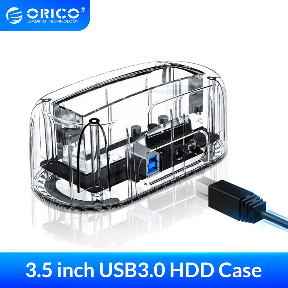ORICO 3.5 Gennemsigtig HDD Kabinet, USB 3.0 5Gbps til SATA3.0 HDD Docking Station UASP 8TB Drev til Bærbare Desktop PC