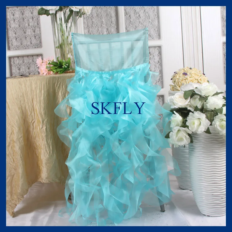 CH007E SKFLY elegante smukke fancy bryllup skræddersyet pjusket curly willow lilla organza stol dække