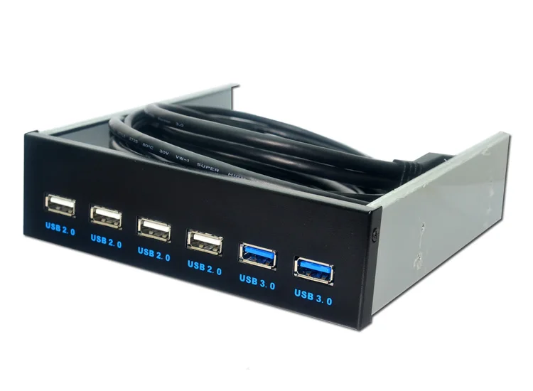 S 6 Ports USB 3.0 + USB2.0 5,25-Tomme Diskette Bay Front Panel Med Power Adapter USB 3.0 Hub Spilitter 2Ports usb3.0 4Ports ubs2.0
