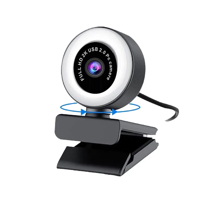 Autofokus HD 1080P Webcam 2K Web-Kamera med Mikrofon Ring lys, PC, Computer, Kamera med Lampe web cam til Damp Spjæt Video