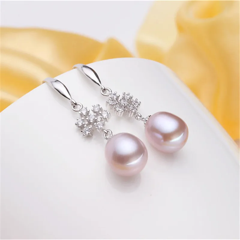Sne AAAA 8-9mm Perle Øreringe af 925 Sterling Sølv Øreringe Til Kvinder, Ægte Perle Earings Mode Smykker 2019