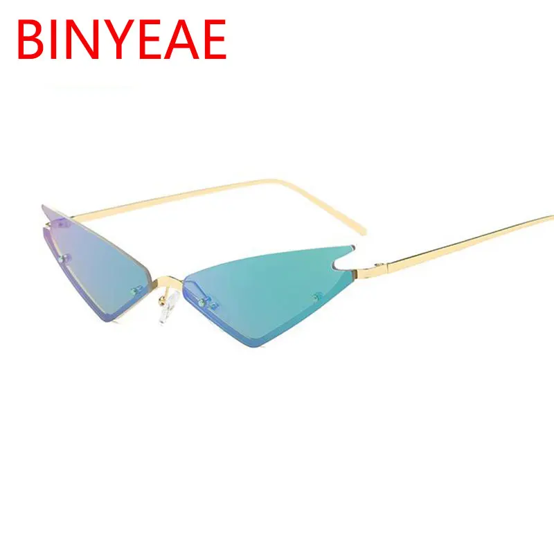 Cosplay Spidse Trekant Solbriller Hippie Cool Solbriller Mænd, Små Uindfattede Cat Eye Solbriller Kvinder Mode Spejl Briller
