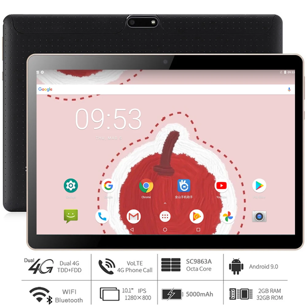 BDF-10.1 Tommer Octa-Core Tablet Pc Android 9.0 Play Butik Dual 4G LTE Telefon Opkald 2 GB/32 GB Ringer Fanen 2.5 D-Skærm På 10 Tommer tablet