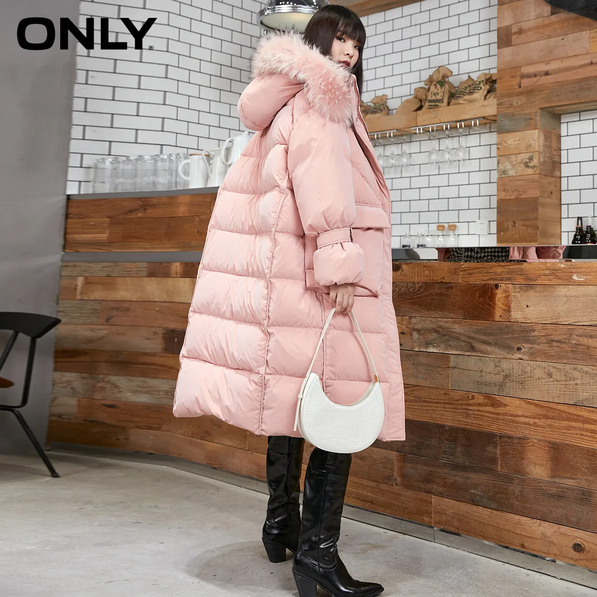 ONLY2020 vinter nye store pels krave, slank slankekur long bear hug ned jakke kvinder | 120412044