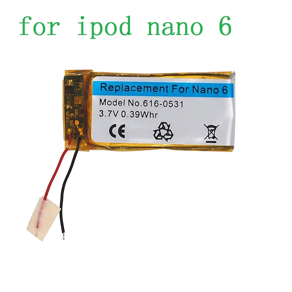 Udskiftning Batteri til Apple iPod Nano 6th Gen 3,7 V/0.39 WHR Li-Polymer Genopladeligt Batteri med Åbning Lirke Tool Kits