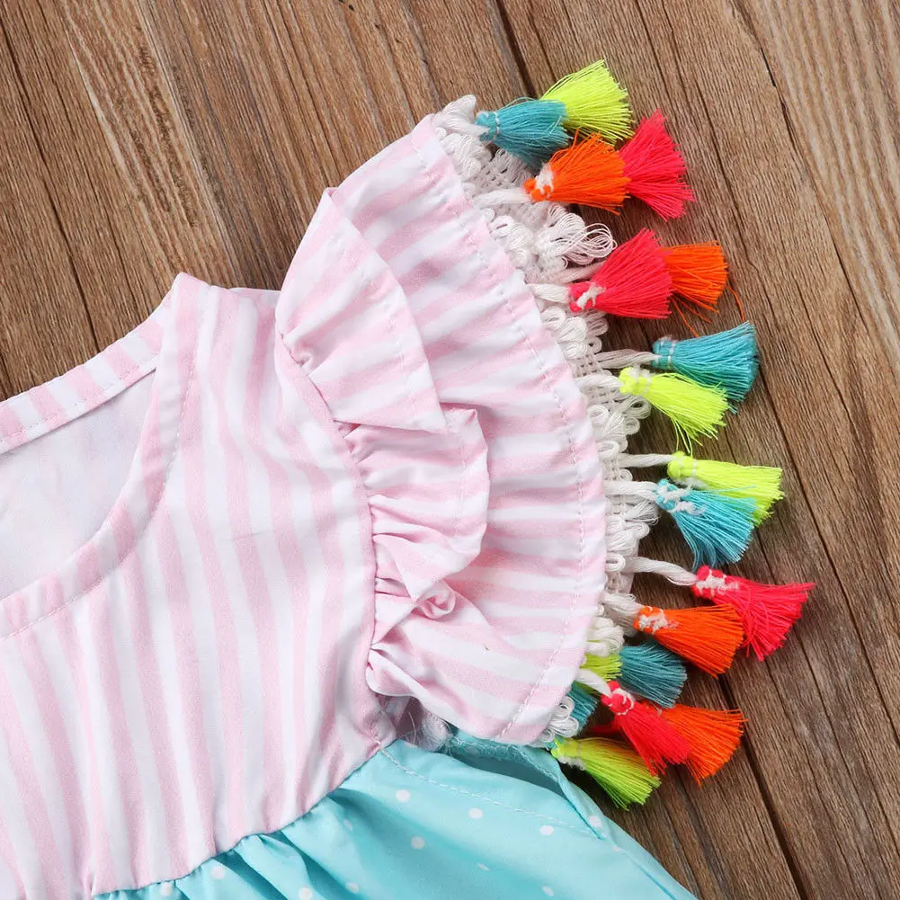 1-6 År Sommer Baby Pige Flamingo Print Stribet Baby Piger Dress Børn, Dyr Casual Kjole Barn Sundres Tøj