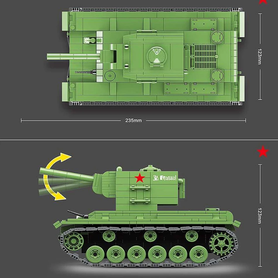 Opgørelse Clearance 818PCS Militære Sovjetiske Rusland KV2 tyske IV Tiger Tank Model byggesten Kompatibel WW2 Soldat