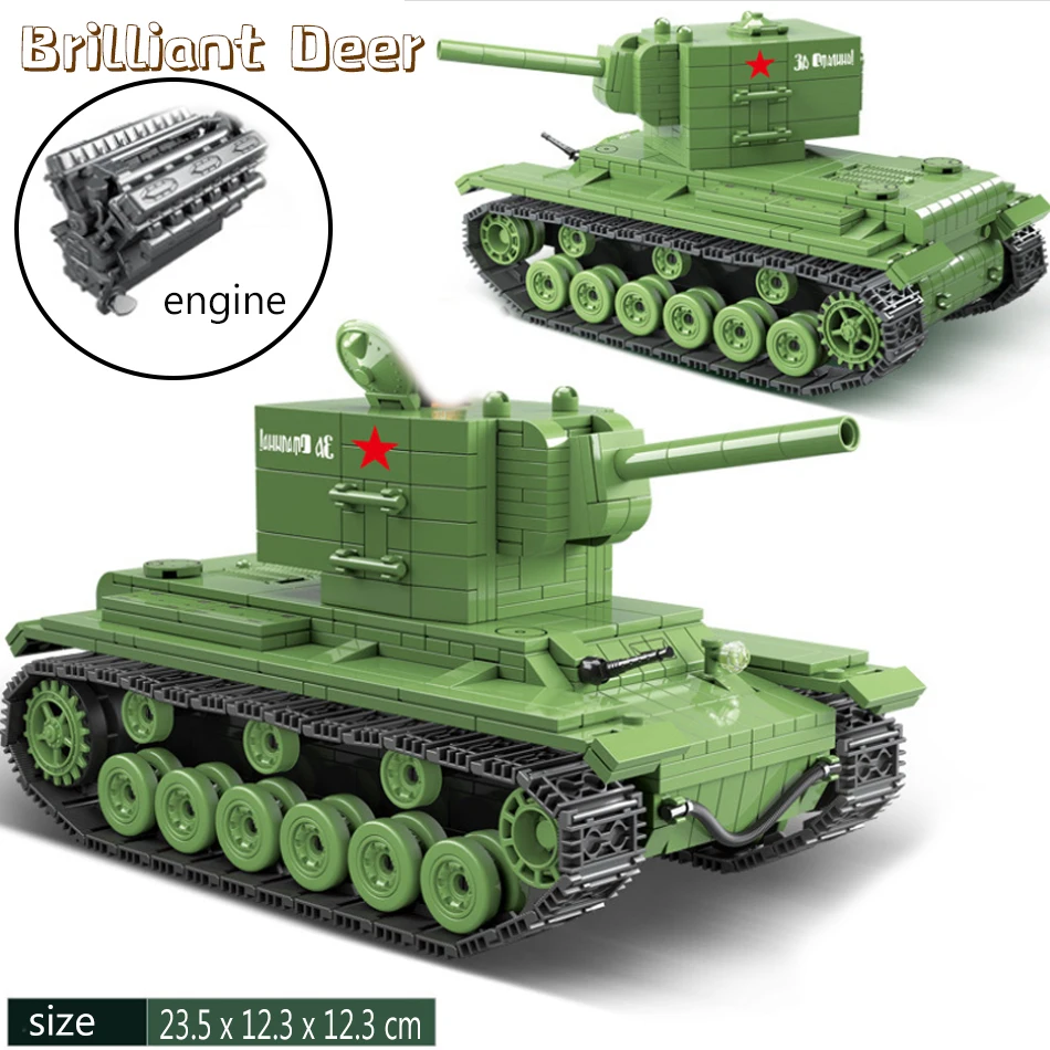 Opgørelse Clearance 818PCS Militære Sovjetiske Rusland KV2 tyske IV Tiger Tank Model byggesten Kompatibel WW2 Soldat