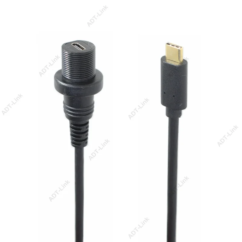 10Gbps USB 3.1 Type-C IP67 Vandtæt Kabel-3A 4K-USB3.1 type c Mandlige og Kvindelige AUX Flush, Panel Mount Udvidelse Kabel-30cm 1 FT