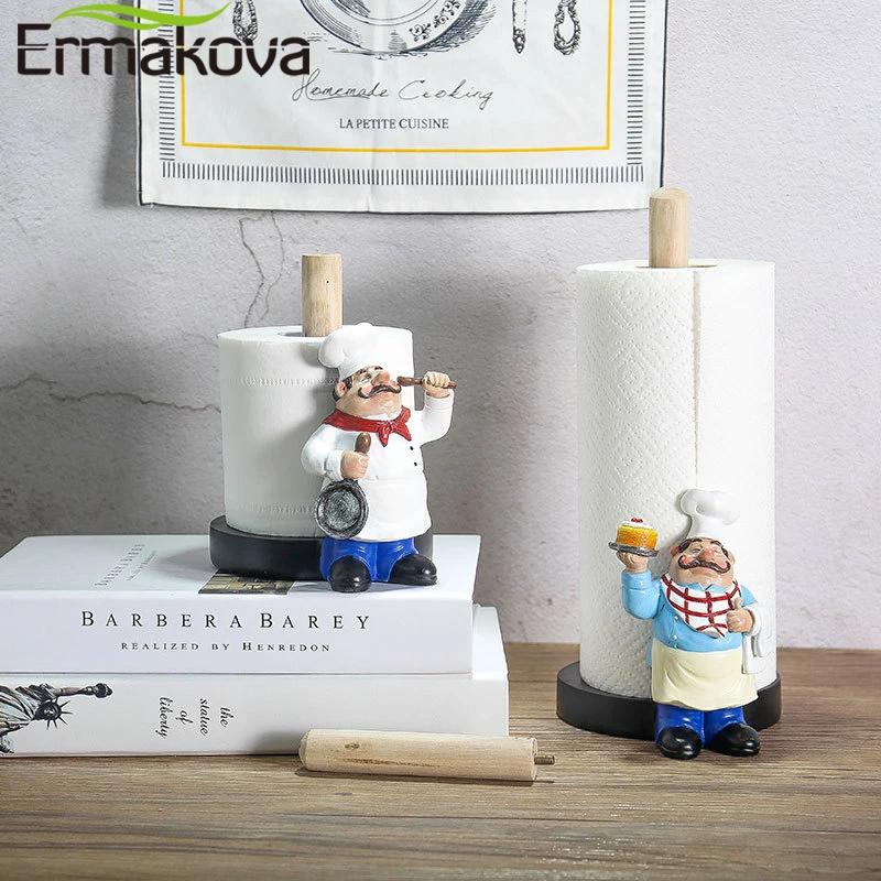 ERMAKOVA Harpiks Kok Dobbelt Lag Køkkenrulle Holder Figurer Kreative Hjem Kage Shop, Restaurant, Kunsthåndværk Dekoration Ornament