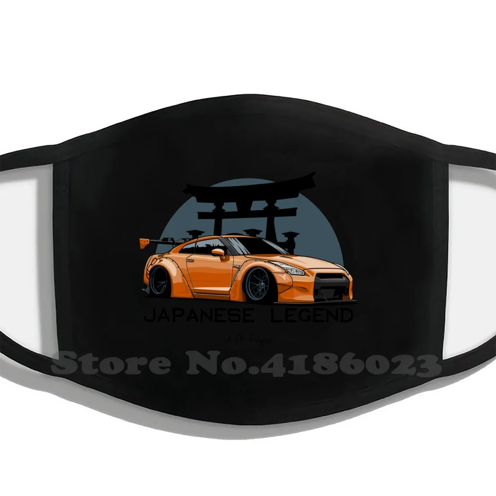 Gtr. Japansk Legende (Orange) Udskrivning Vaskbar Åndbar Genanvendelige Bomuld Munden Maske Biler, Automotive Bil Holdning
