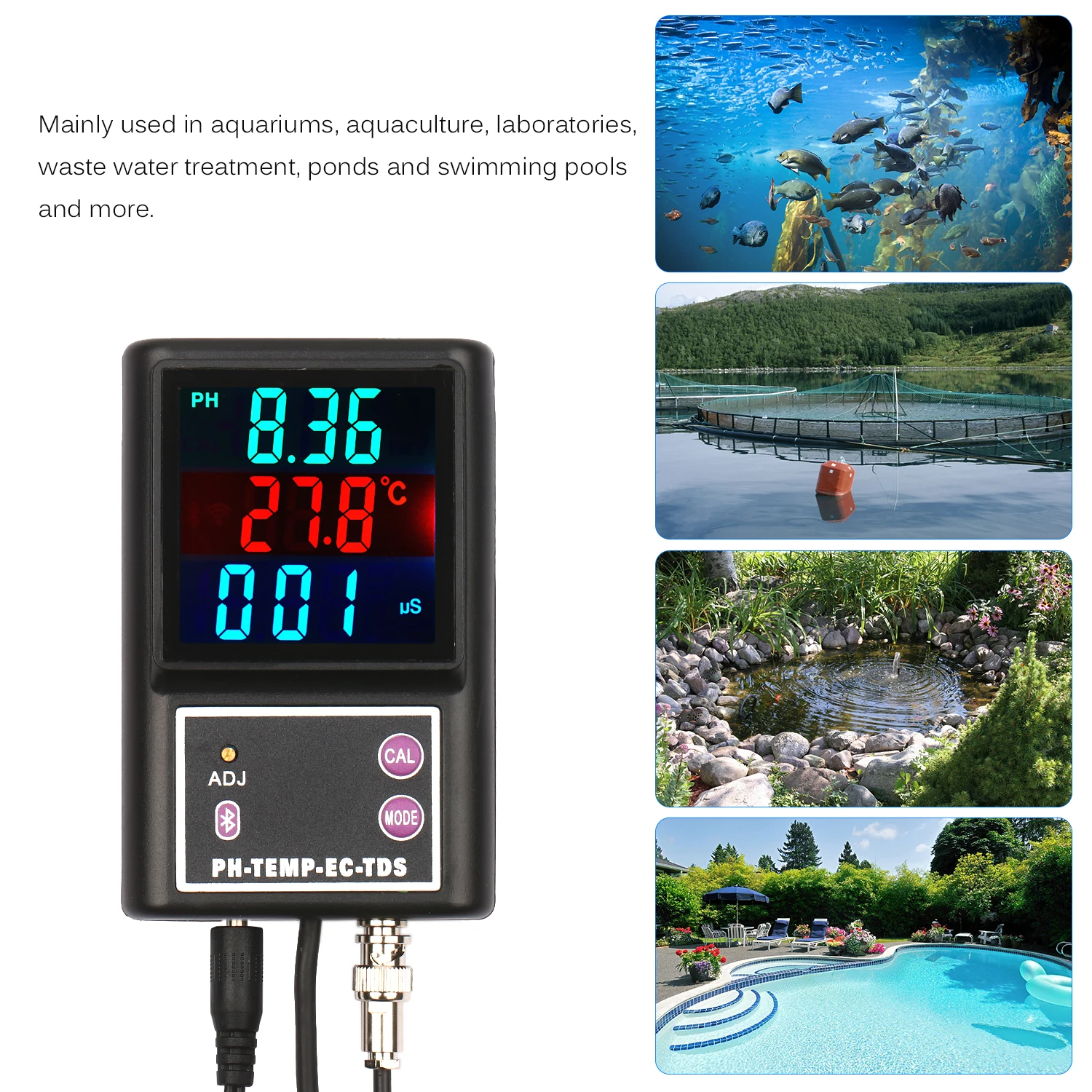 PH & amp; EF & amp; TDS og Temperatur vandkvalitet Multi-Parameter-Skærm med BT Trådløs Forbindelse Digital Online Meter Præcise Tester