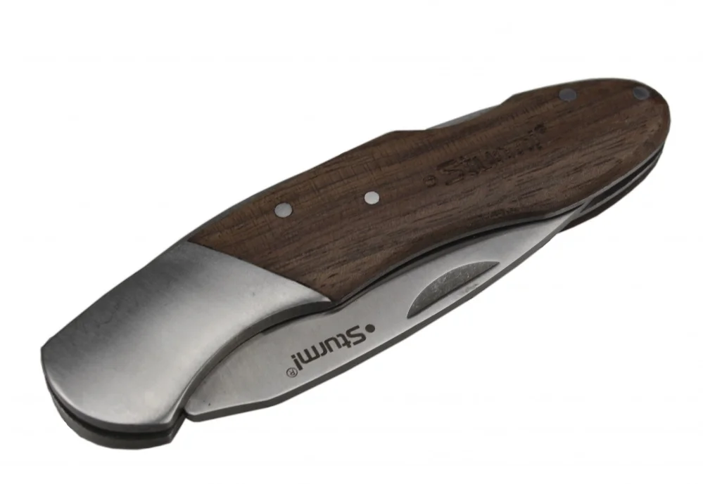 Kniv folde med træ-håndtag, Blade L = 7,5 cm, tykkelse 2,5 mm, Sturm! 1076-10-J1