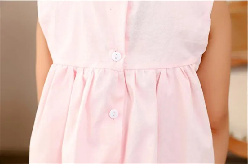 Børn Smocked Kjoler for Piger Sommeren Børn håndlavede Smocking Pink Bomuld Kjole med Knap Barn Boutique Tøj