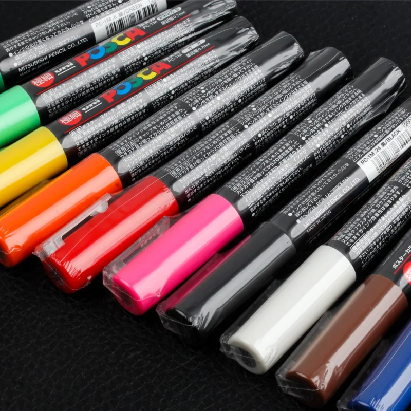 Ekstra Fine Kugle-0,7 mm Akryl Mitsubishi Posca Pc-1m Maling Art Pen Pen Pen Kontor Skole Relevant 12/8 Farve Reklame Pen