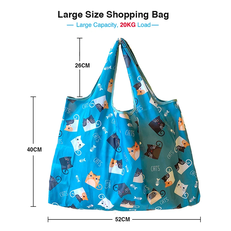 Store genanvendelige taske foldning shopping taske rivefast Håndtaske, skuldertaske miljøbeskyttelse Shopper taske lady