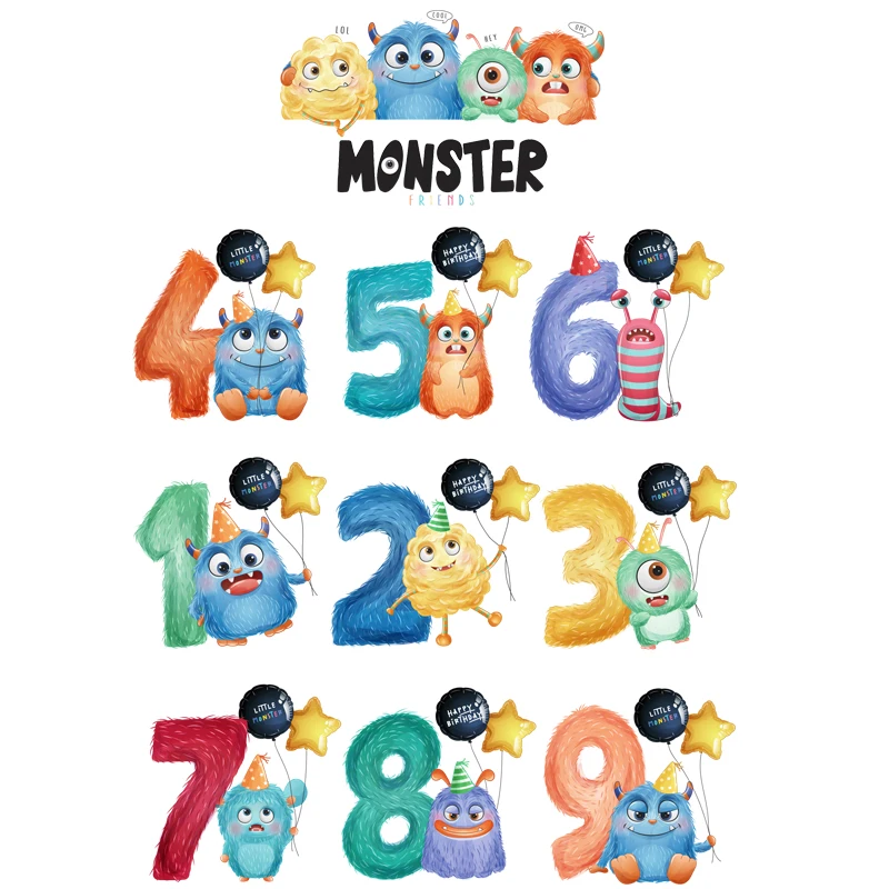 Tegnefilm Monster Arabertal Wall Stickers til børneværelset Dekoration Børnehave idag Tidlig Uddannelse læse-og Skrivefærdigheder Klistermærker