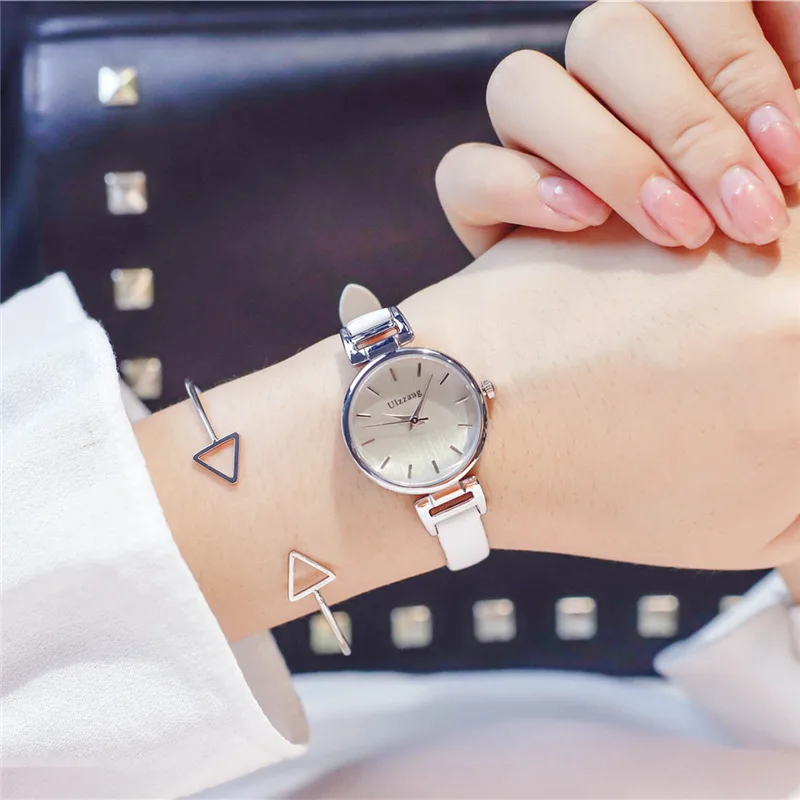 Casual style retro kvinder dress ur enkel lille armbånd ure med tyndt læder band 2019 ulzzang mærke kvinde ur timer
