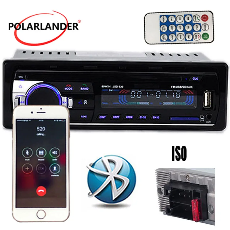 12V Ny Bil Radio Stereo Bluetooth Fjernbetjening, Oplader, telefon-USB/SD/AUX-I MP3-Afspiller 1 DIN I-Streg Lyd JSD520