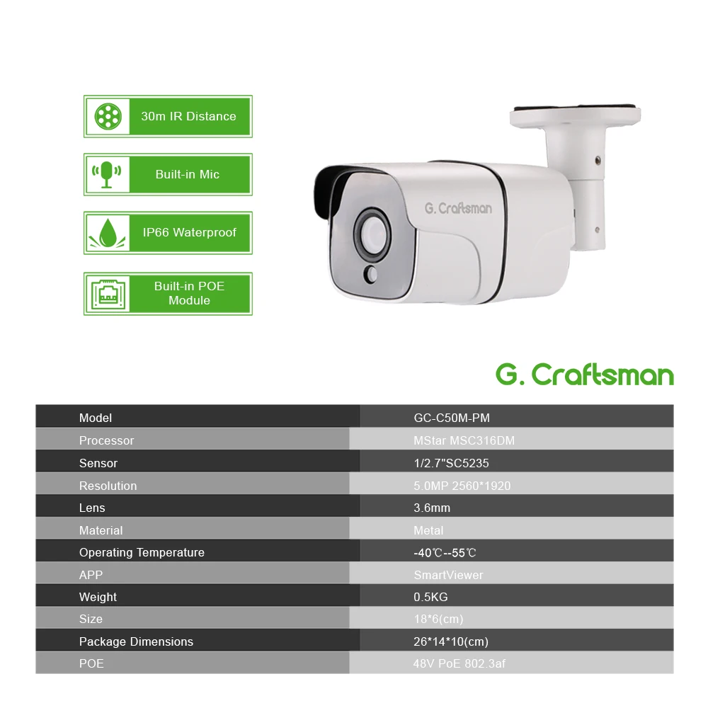 8ch 5MP Lyd POE Kit H. 265 System CCTV Sikkerhed NVR Udendørs Vandtæt IP Kamera Overvågning Alarm Optage Video af G. Håndværker