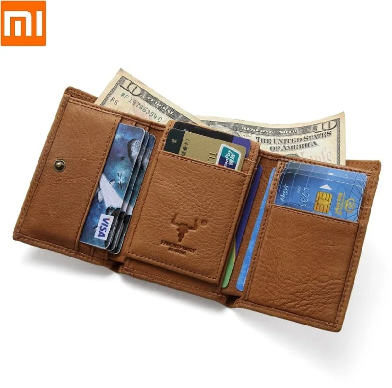Xiaomi Mænd kvinder korte Koskind læder tegnebøger RFID anti-tyveri børste Multifunktionelle retro trend kortholderen Mønt Pung
