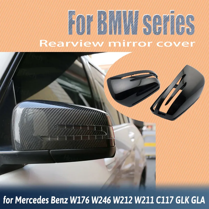 Ede 2stk Bil Styling Side Carbon Fiber Mønster for Mercedes Benz W176 W246 W204 W212 W221 C117 X204 X156 Mirror Cover Caps