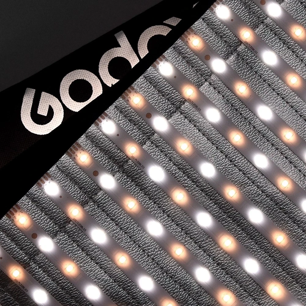 Godox 60*60cm FL150S 150W Fleksibel LED Video Lys 3300-5600K Bi-color Sammenklappelig Klud med Controller Fjernbetjening X-formet