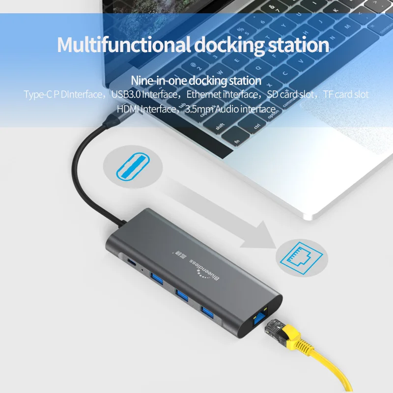 Blueendless Multi USB 3.0-HDMI-Adapter til Splitter 3 Port USB-C-HUB USB-C Type C 3.1 til MacBook Pro Tilbehør USB-C-HUB