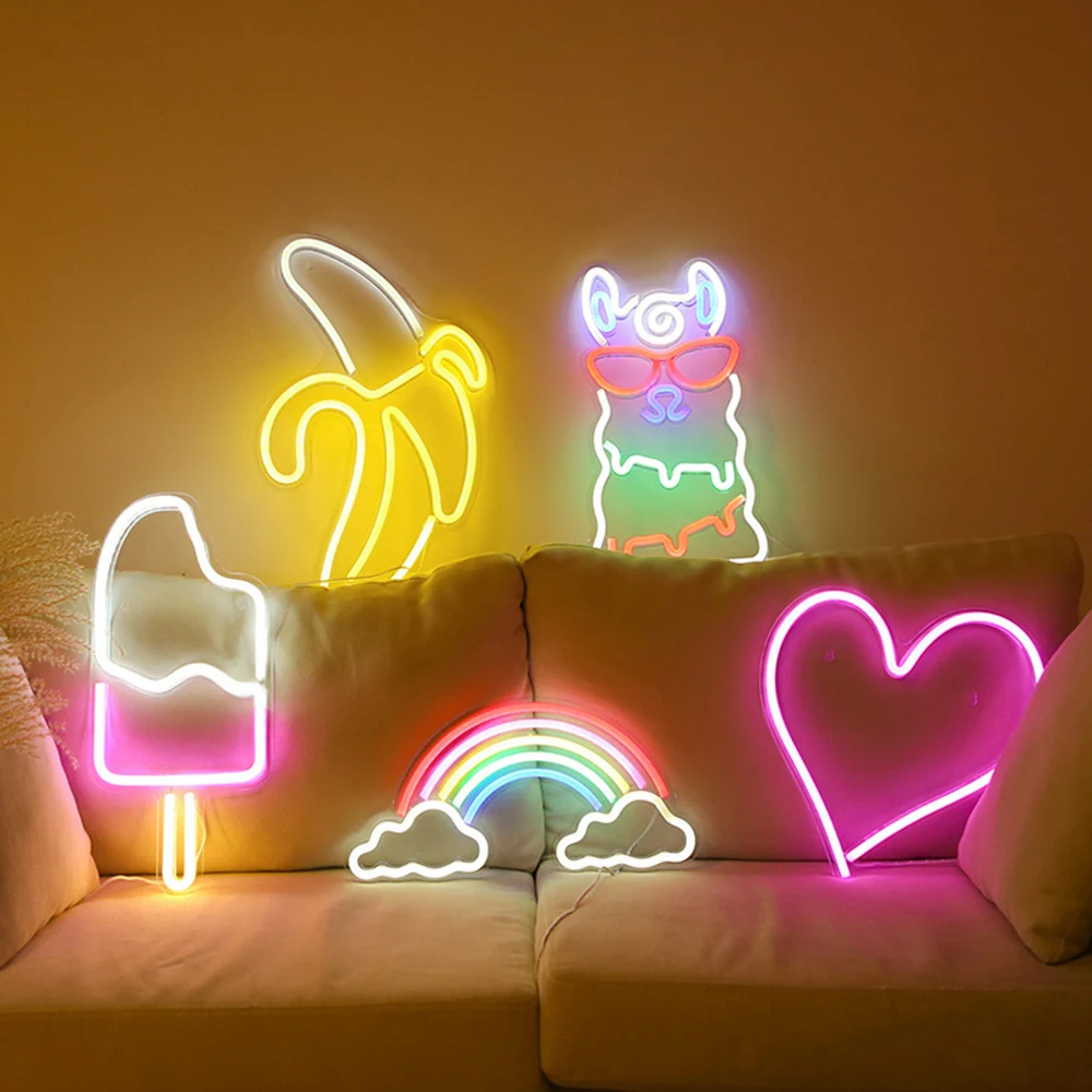LED Neon Skilt med Gennemsigtig Acryl bagpanel USB-Strøm Neon Skilt Hængende Væg Kunst til stuen Part, Kids Home Decor D30