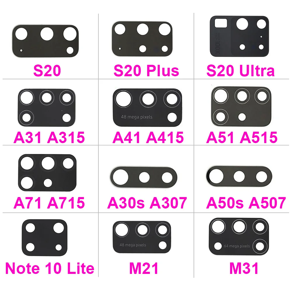 50stk Tilbage Kamera Glas Linse Til Samsung A30S A50S A31 A41 A51-A71-M21 M31 M31s A31 S20 Plus / S20 Ultra /Note 10 Lite
