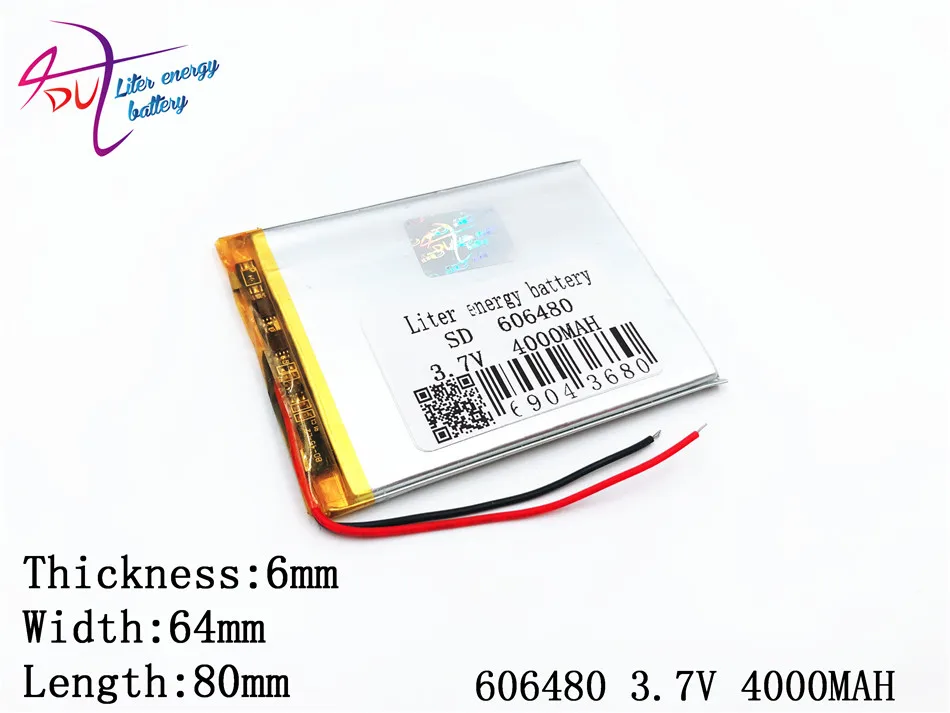 3,7 V 4000mAH 606480 (polymer lithium-ion / Li-ion batteri ) for Smart ur,GPS,mp3,mp4,mobiltelefon,højttaler
