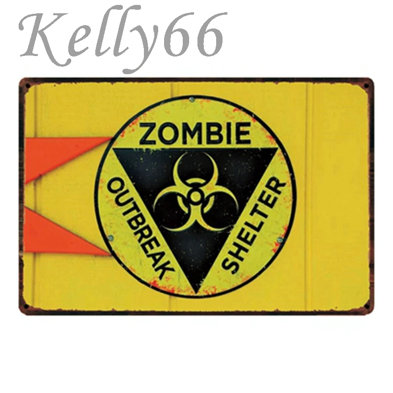 [ Kelly66 ] Zombie Udbrud Husly Metal Sign Tin Plakat Hjem Indretning Bar Væg Kunst Maleri 20*30 CM y-1736
