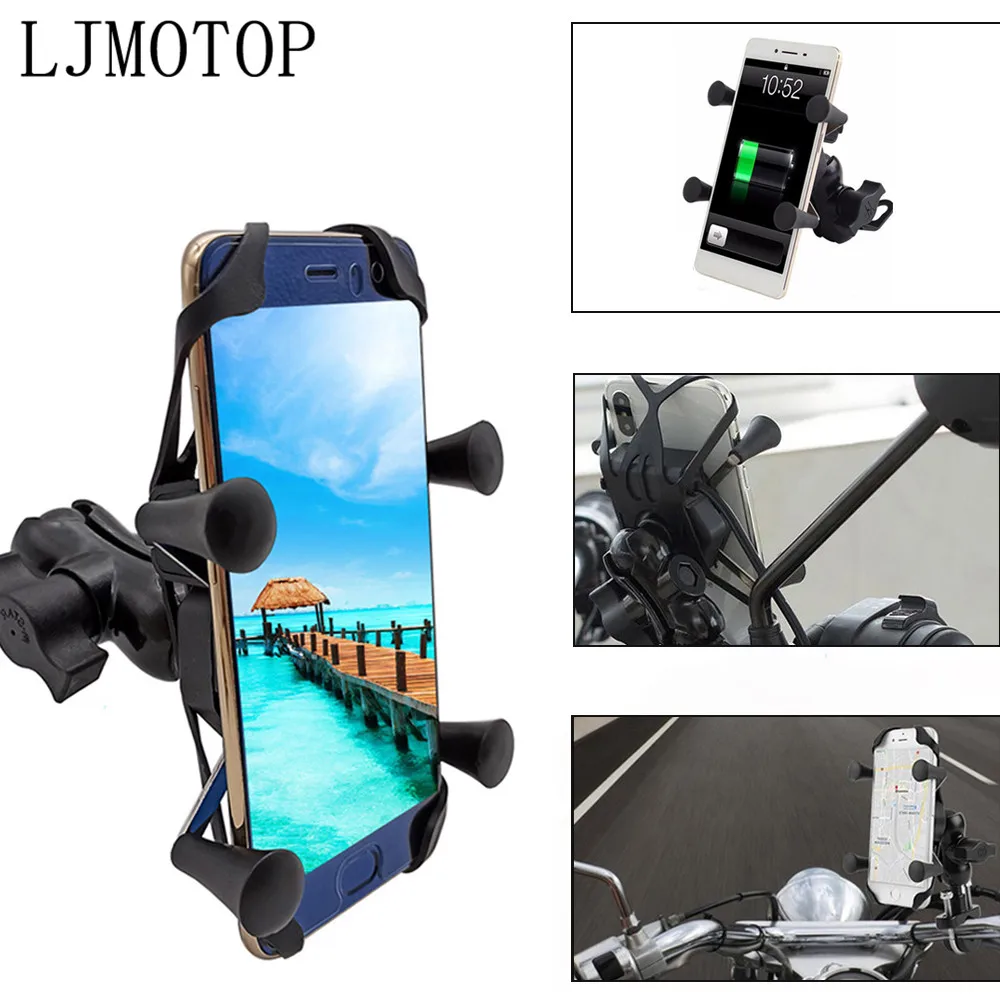 Metal Motorcykel Telefon Beslag Cykelstyr-Holder Med USB-Enhver Smartphone Til yamaha xt 600 mt10 mt 09 tracer suzuki drz/ltz 400