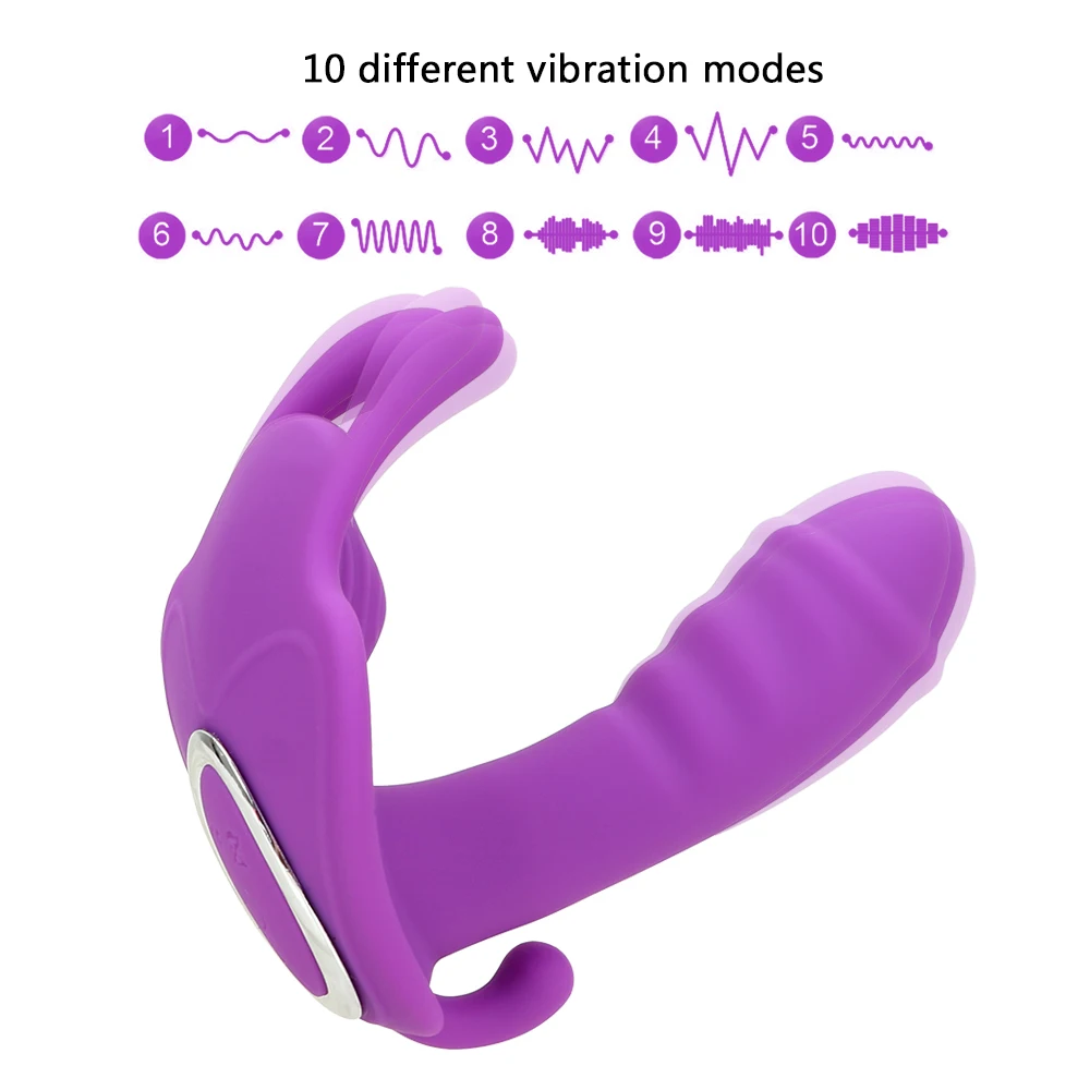 IKOKY 10 Speed Bærbare Butterfly Dildo Vibrator Klitoris Stimulator Vibrerende Trusser Sex Legetøj til Kvinder, G-Spot Massager
