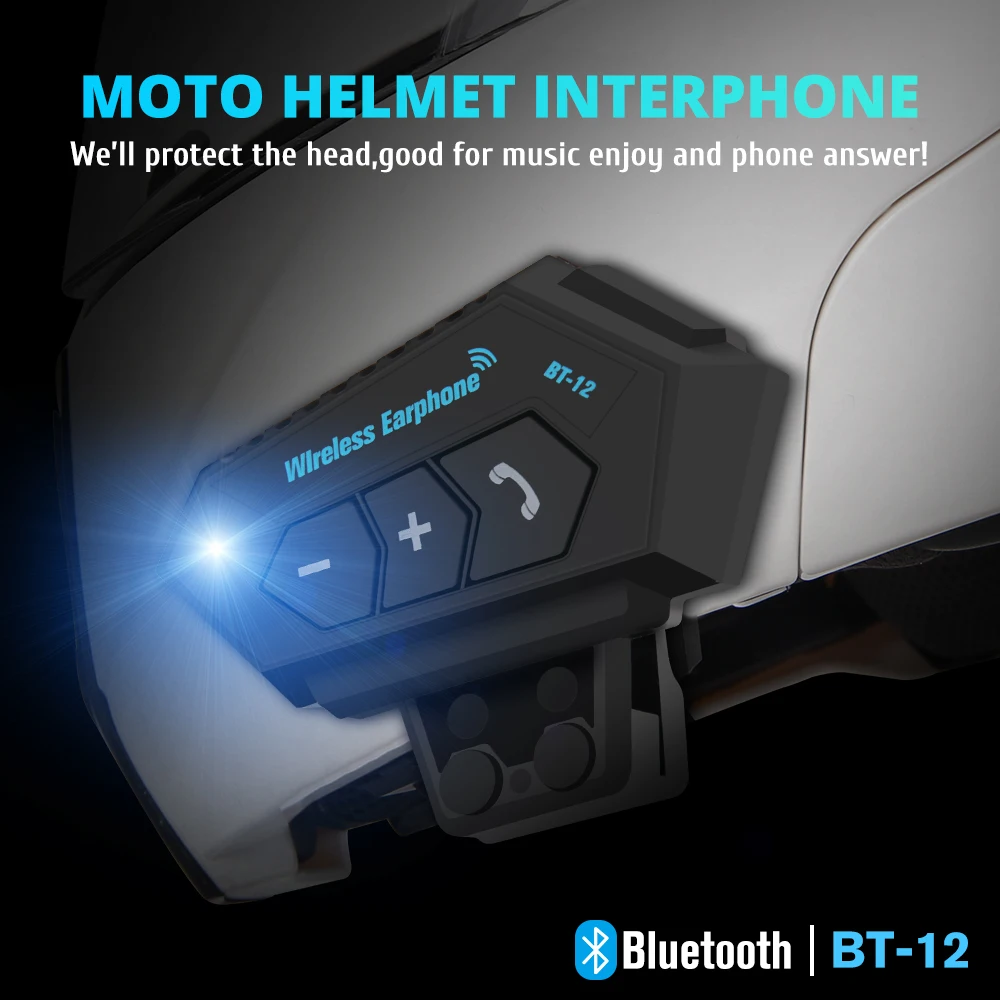 Motorcykel Hjelm Headset Trådløse Bluetooth Hovedtelefoner Højttaler Håndfri Musik Automatisk Besvare Opkald håndfrit BT-12