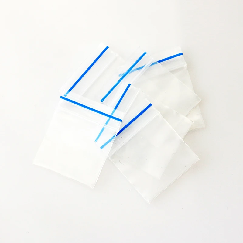 100pcs/masse 4x4cm PE Gennemsigtig Blå ramme plastpose Gave Emballage Poser Til Halskæde Smykker lynlås Klare Selv Tætning Diy