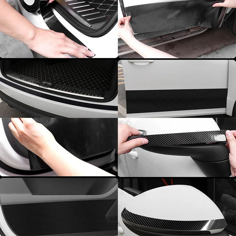 Carbon Fiber Bil Mærkat Beskytter Strip Nano Mærkat Auto Dør Karmen Anti Ridse Tape Kollision Scuff DIY Indsætte Beskyttelse Film