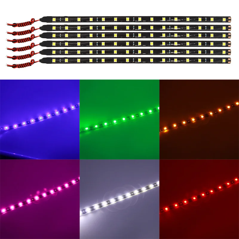 4stk 30cm Bil Auto Dekorativ Lampe farverige LED Strip Lights, 15 LED-5050 15 SMD Fleksibel Strip Light Tape-Kørelys