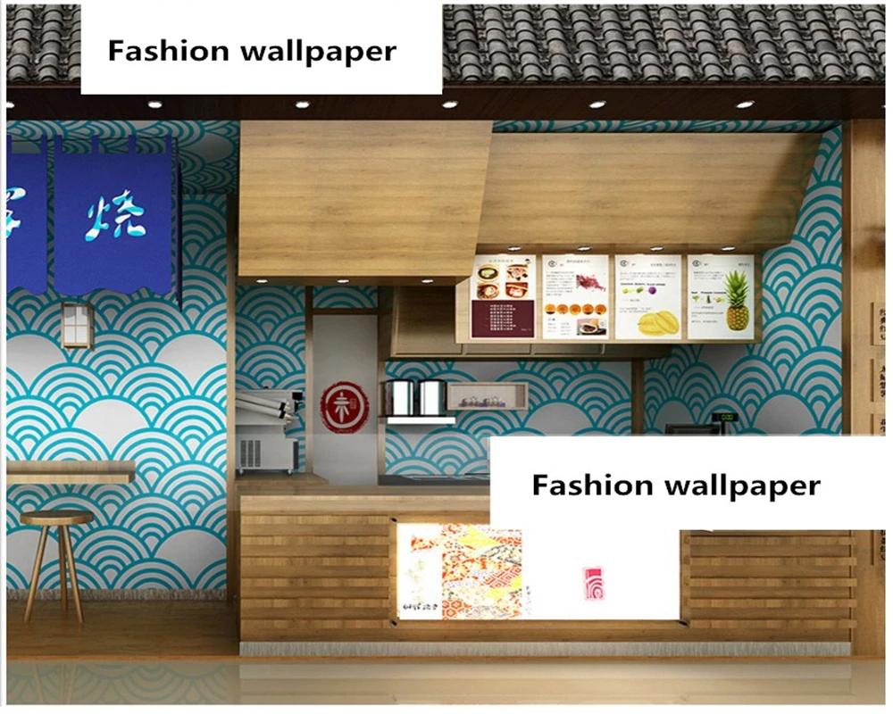 Beibehang Japansk stil personlig dekorative maleri ramen sushi shop bølge ukiyo-e tapet behang tapeter home decor